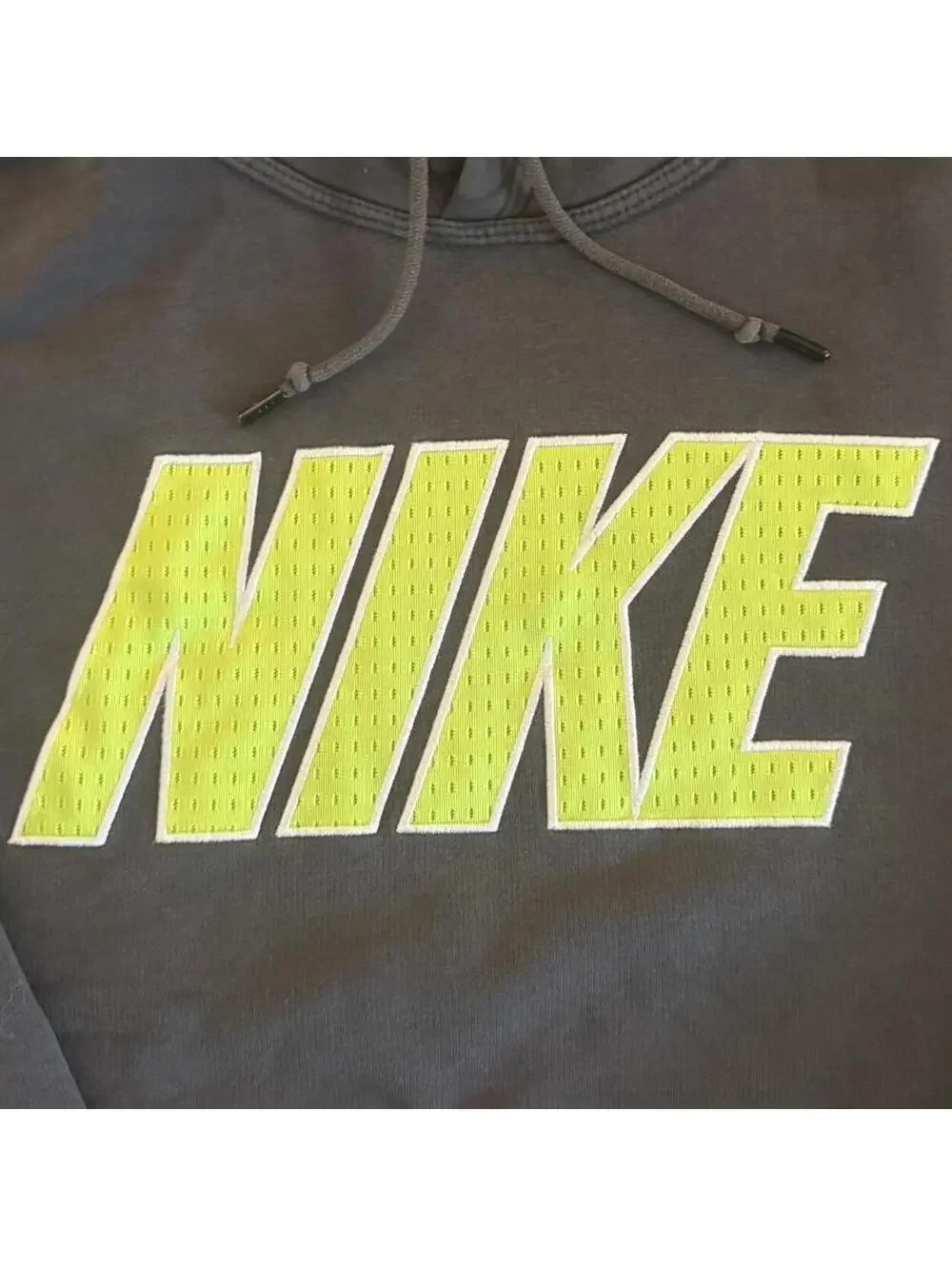 Men’s Nike Hoodie Gray Yellow/Green Logo Size Extra Large XL